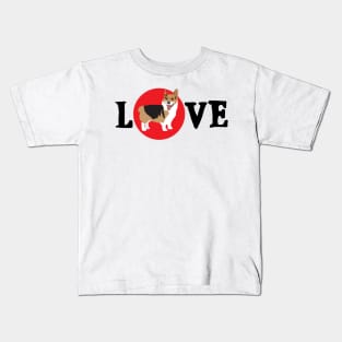 Tri color corgi dog LOVE t-shirt Kids T-Shirt